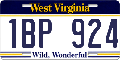WV license plate 1BP924