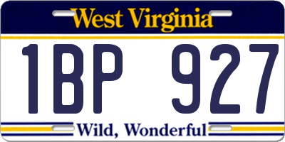 WV license plate 1BP927
