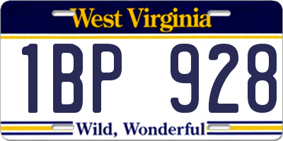 WV license plate 1BP928