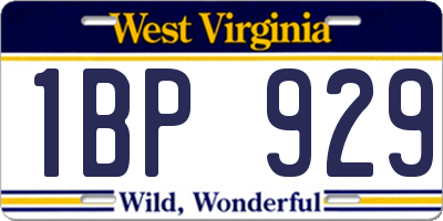 WV license plate 1BP929