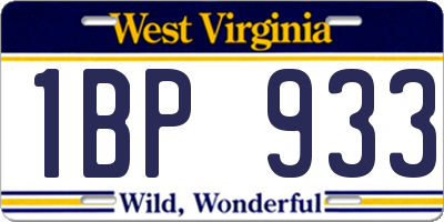 WV license plate 1BP933