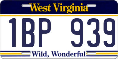 WV license plate 1BP939