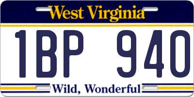 WV license plate 1BP940
