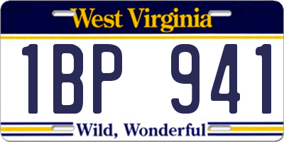 WV license plate 1BP941