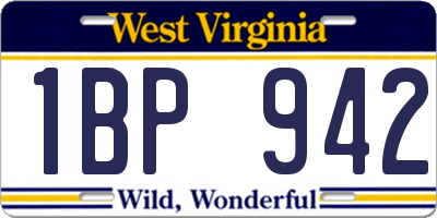 WV license plate 1BP942