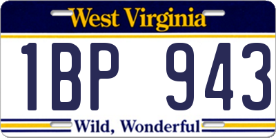 WV license plate 1BP943