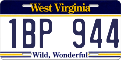 WV license plate 1BP944