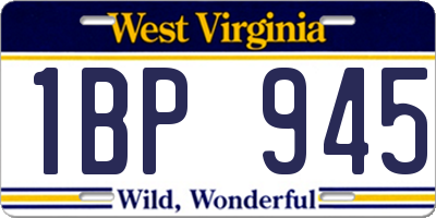 WV license plate 1BP945