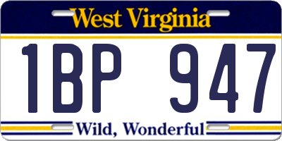 WV license plate 1BP947