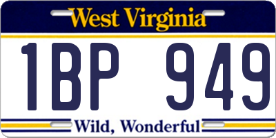 WV license plate 1BP949
