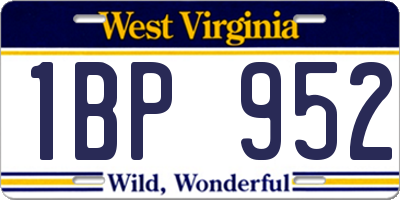 WV license plate 1BP952