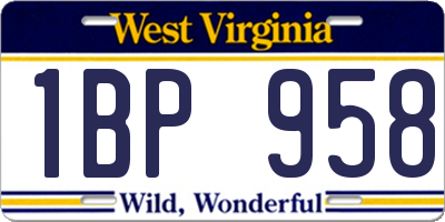 WV license plate 1BP958
