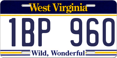 WV license plate 1BP960