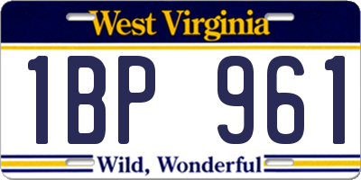 WV license plate 1BP961