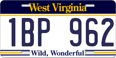 WV license plate 1BP962