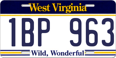WV license plate 1BP963