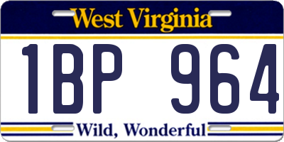 WV license plate 1BP964