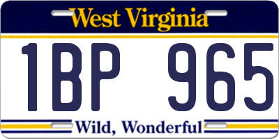 WV license plate 1BP965