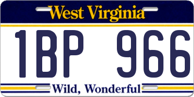 WV license plate 1BP966