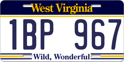 WV license plate 1BP967