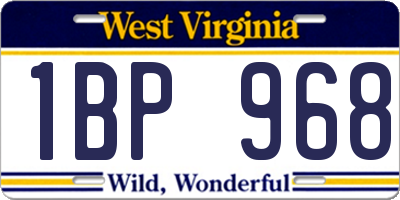 WV license plate 1BP968