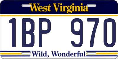 WV license plate 1BP970