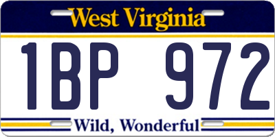 WV license plate 1BP972