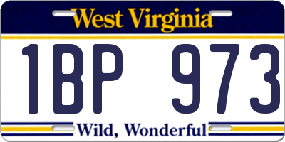 WV license plate 1BP973