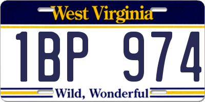 WV license plate 1BP974