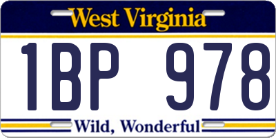 WV license plate 1BP978