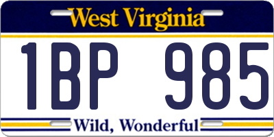 WV license plate 1BP985