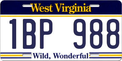 WV license plate 1BP988
