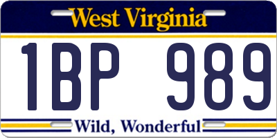 WV license plate 1BP989