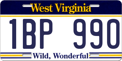 WV license plate 1BP990