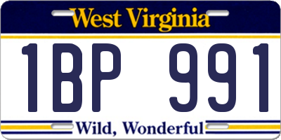 WV license plate 1BP991