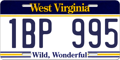 WV license plate 1BP995