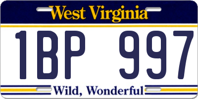 WV license plate 1BP997