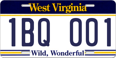 WV license plate 1BQ001