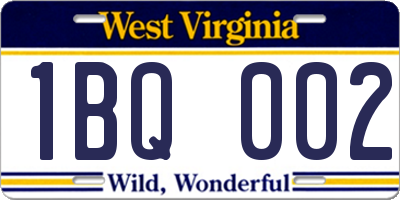 WV license plate 1BQ002