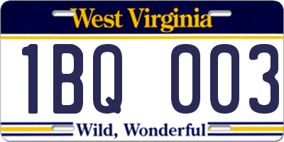 WV license plate 1BQ003