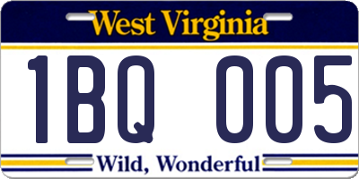 WV license plate 1BQ005