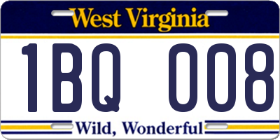 WV license plate 1BQ008