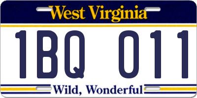 WV license plate 1BQ011