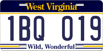 WV license plate 1BQ019