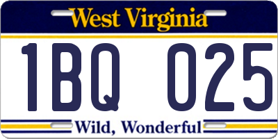 WV license plate 1BQ025