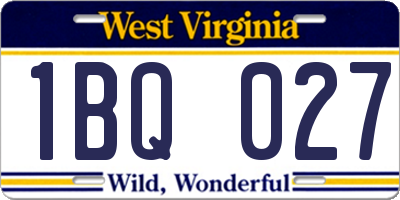 WV license plate 1BQ027