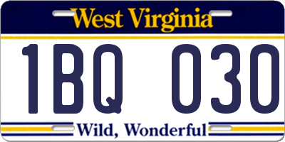 WV license plate 1BQ030