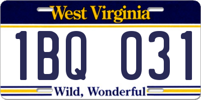 WV license plate 1BQ031