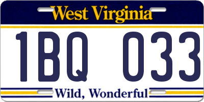 WV license plate 1BQ033