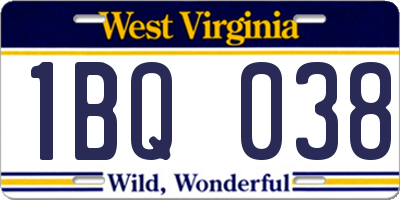 WV license plate 1BQ038